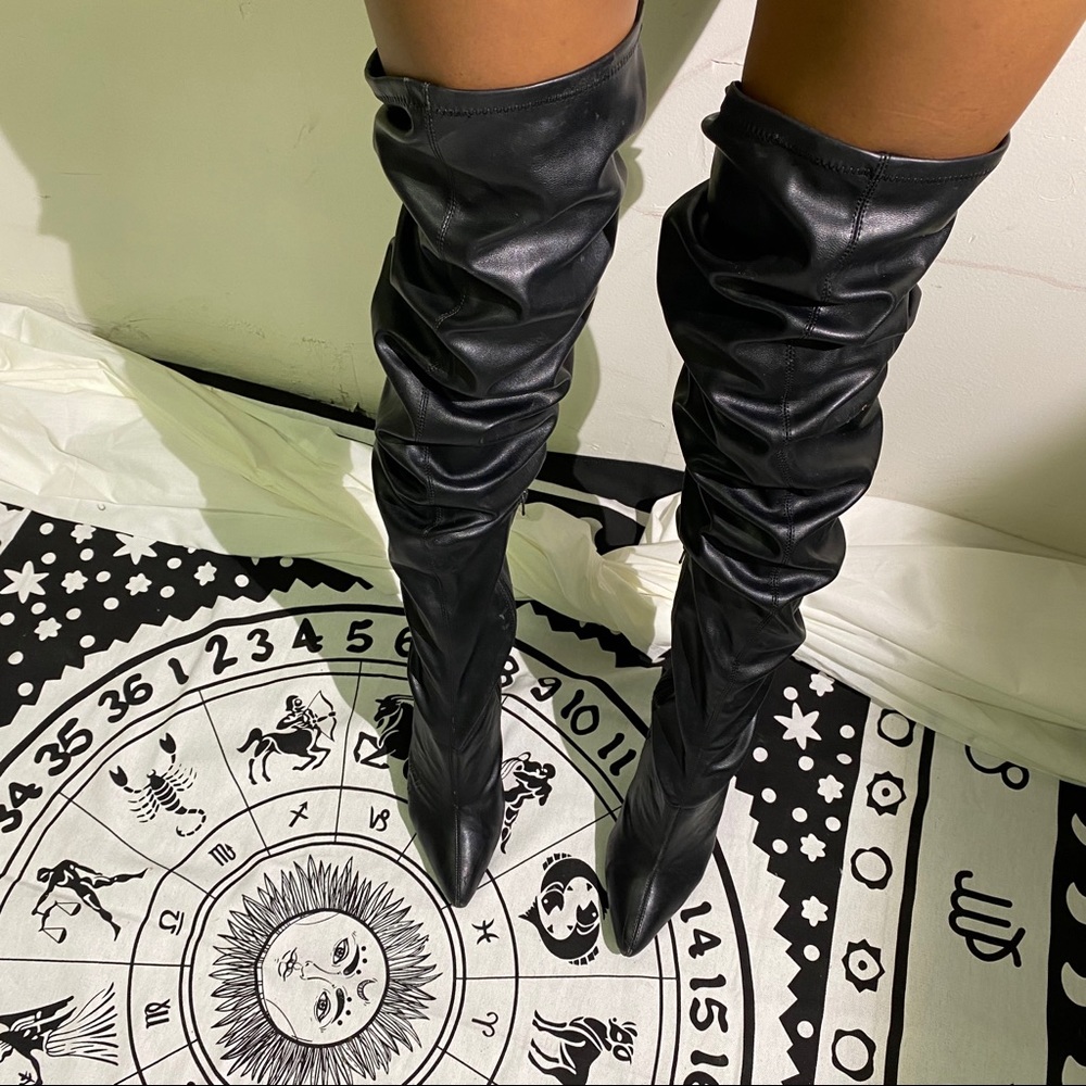 black thigh high boots